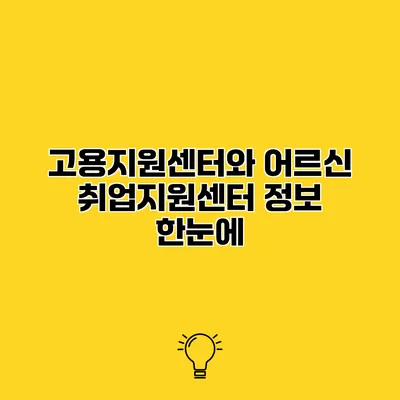 고용지원센터와 어르신 취업지원센터 정보 한눈에