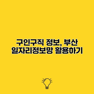 구인구직 정보, 부산 일자리정보망 활용하기