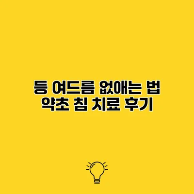 등 여드름 없애는 법 약초 침 치료 후기