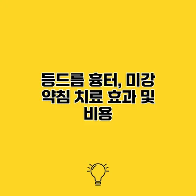 등드름 흉터, 미강 약침 치료 효과 및 비용