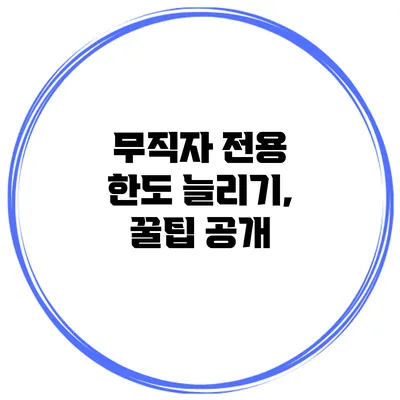 무직자 전용 한도 늘리기, 꿀팁 공개