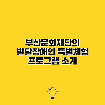 부산문화재단의 발달장애인 특별체험 프로그램 소개