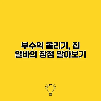 부수익 올리기, 집 알바의 장점 알아보기