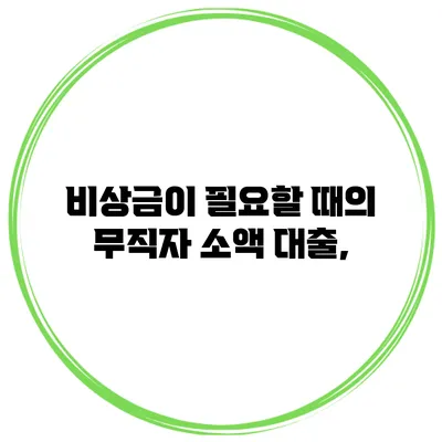 비상금이 필요할 때의 무직자 소액 대출,