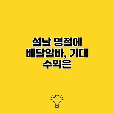 설날 명절에 배달알바, 기대 수익은?