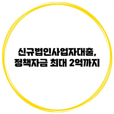 신규법인사업자대출, 정책자금 최대 2억까지