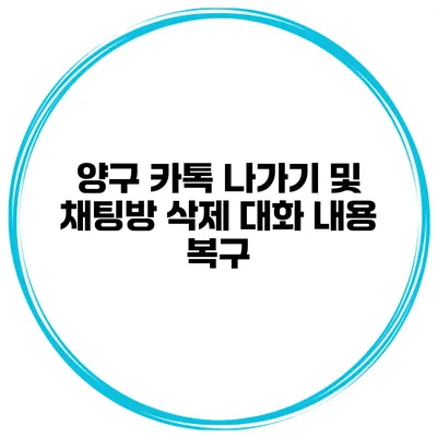 양구 카톡 나가기 및 채팅방 삭제 대화 내용 복구