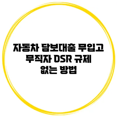 자동차 담보대출 무입고 무직자 DSR 규제 없는 방법