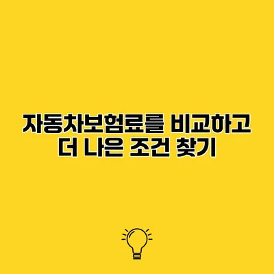 자동차보험료를 비교하고 더 나은 조건 찾기