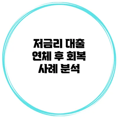 저금리 대출 연체 후 회복 사례 분석