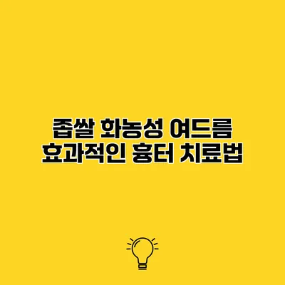좁쌀 화농성 여드름 효과적인 흉터 치료법