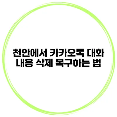 천안에서 카카오톡 대화 내용 삭제 복구하는 법