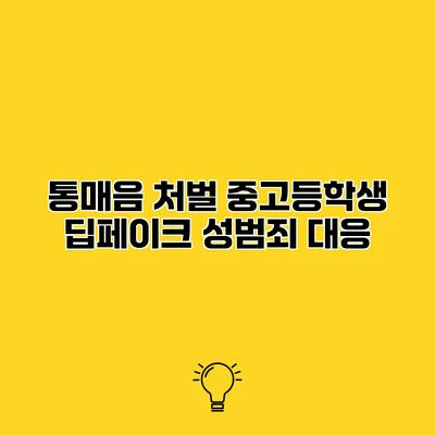 통매음 처벌 중고등학생 딥페이크 성범죄 대응