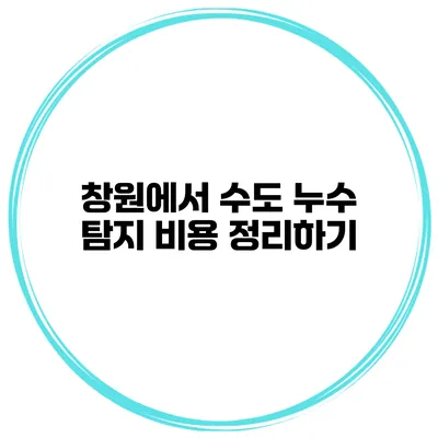 창원에서 수도 누수 탐지 비용 정리하기